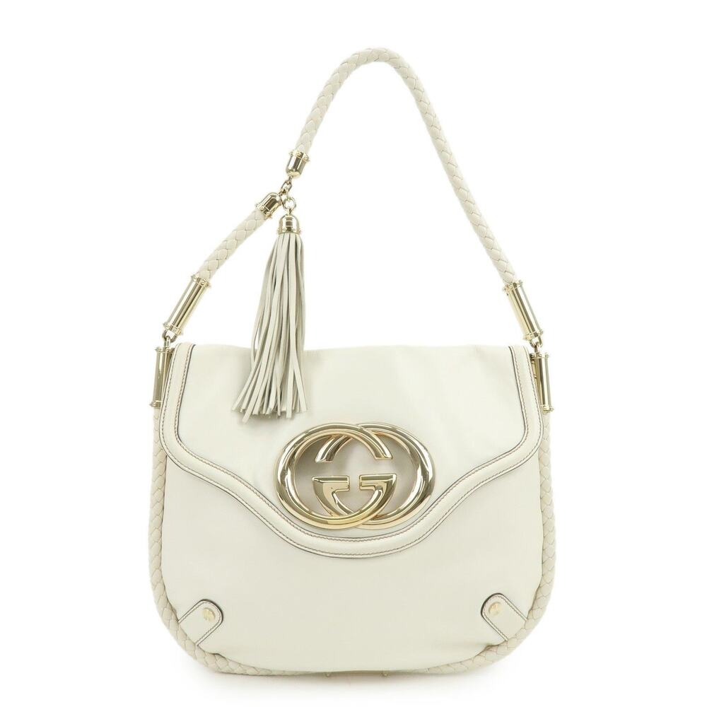 Gucci Interlocking G Leather Shoulder Bag Beige